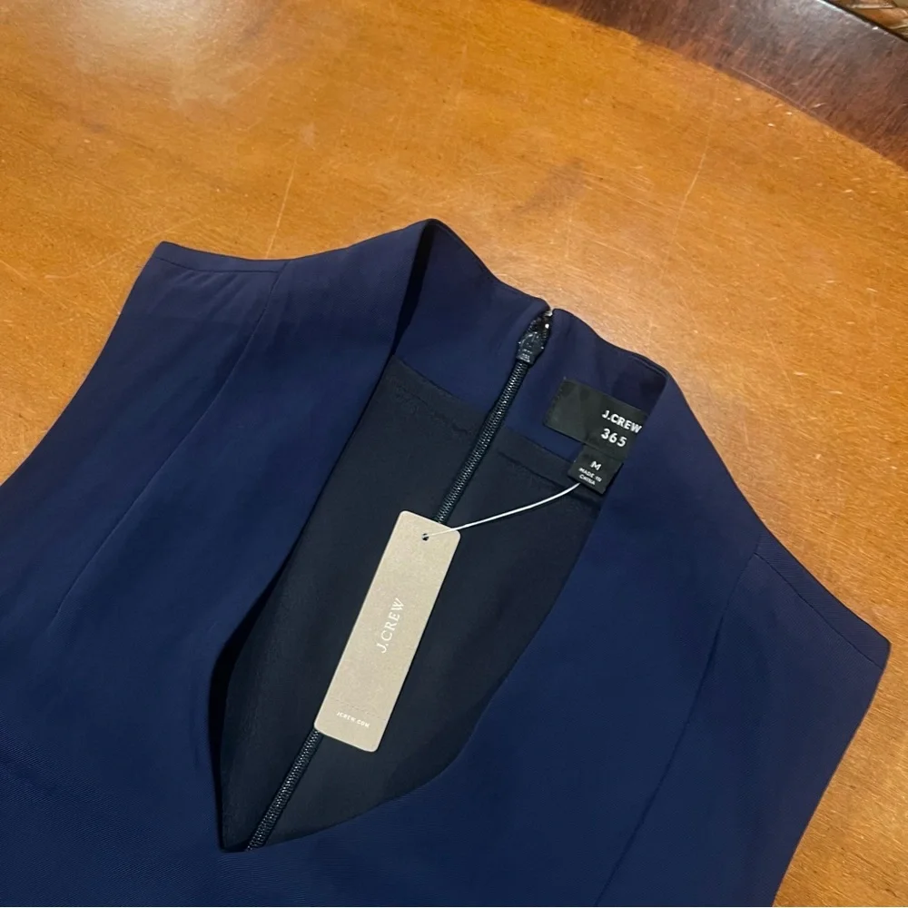 NEW J. Crew Women's Blue Sleeveless V-neck Dress Navy Lightweight Twill Medium